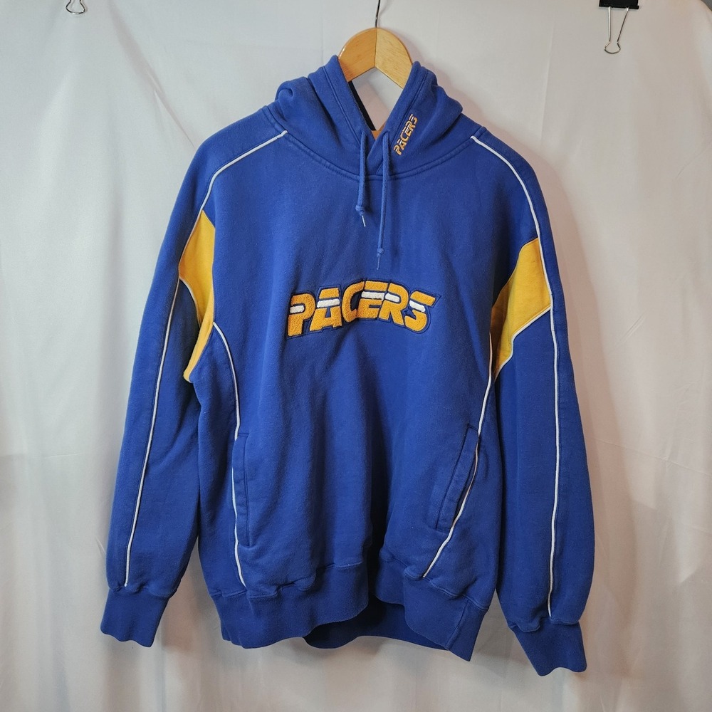 VTG Indiana Pacers Sz M Royal Blue/Gold Sweatshirt Basketball Embroidered Y2K